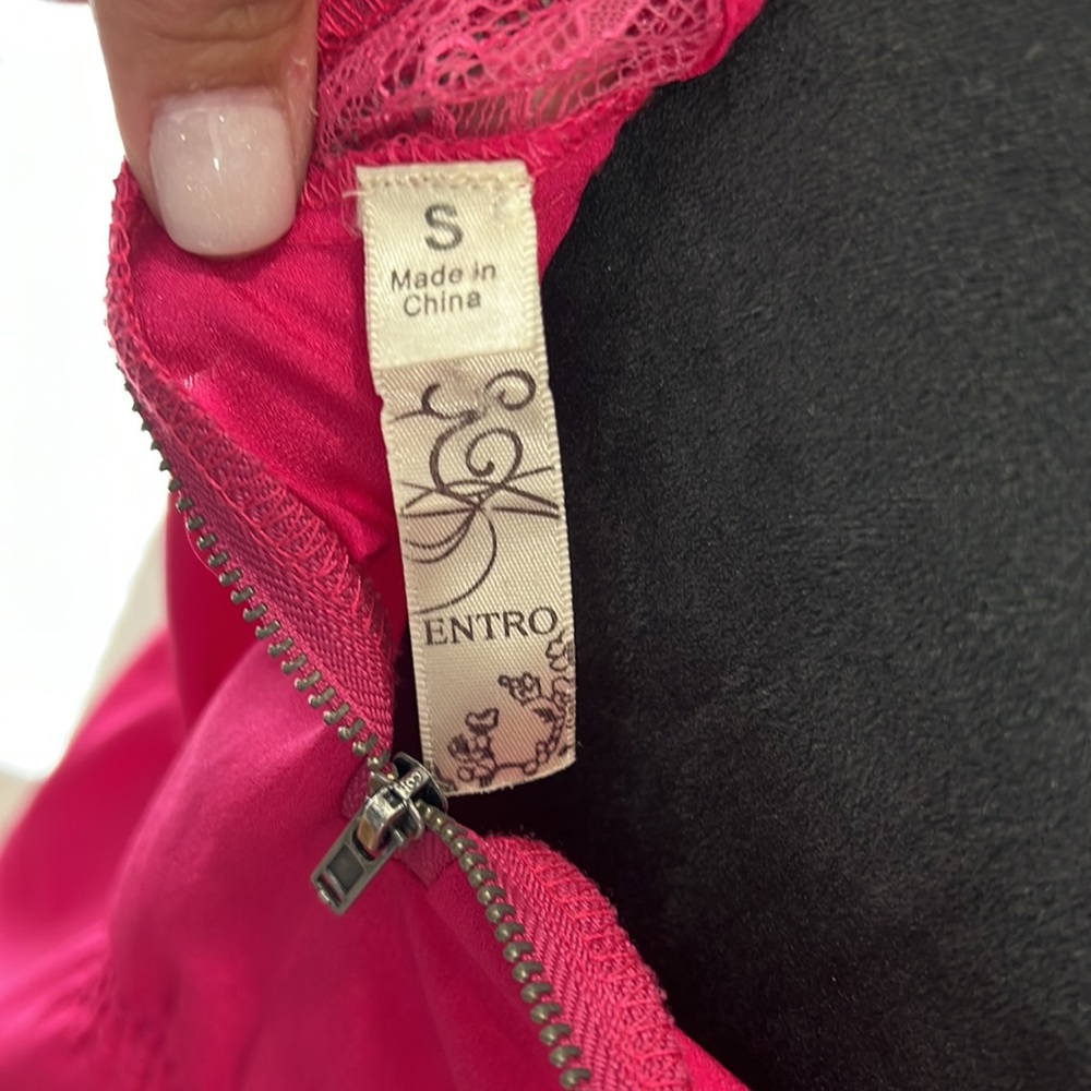 Entro Hot Pink Spaghetti Strap Racer-Back Ruffle-Front Top, Size S - Picture 8 of 10